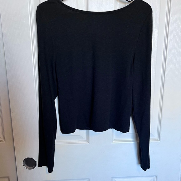 Aerie Black V-Neck Long Sleeve Blouse - Picture 4 of 5